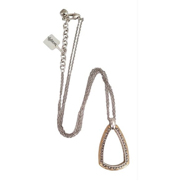 Brighton Gold Silver Tone Crystal Triangle Open Pendant Primavera Necklace, K622 - Picture 4 of 6